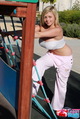 Stepping onto rope bridge big tits in boob tube