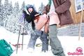Fucked from behind in snow by instructor leaning on poles