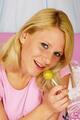 Blonde lilian holding lollipop